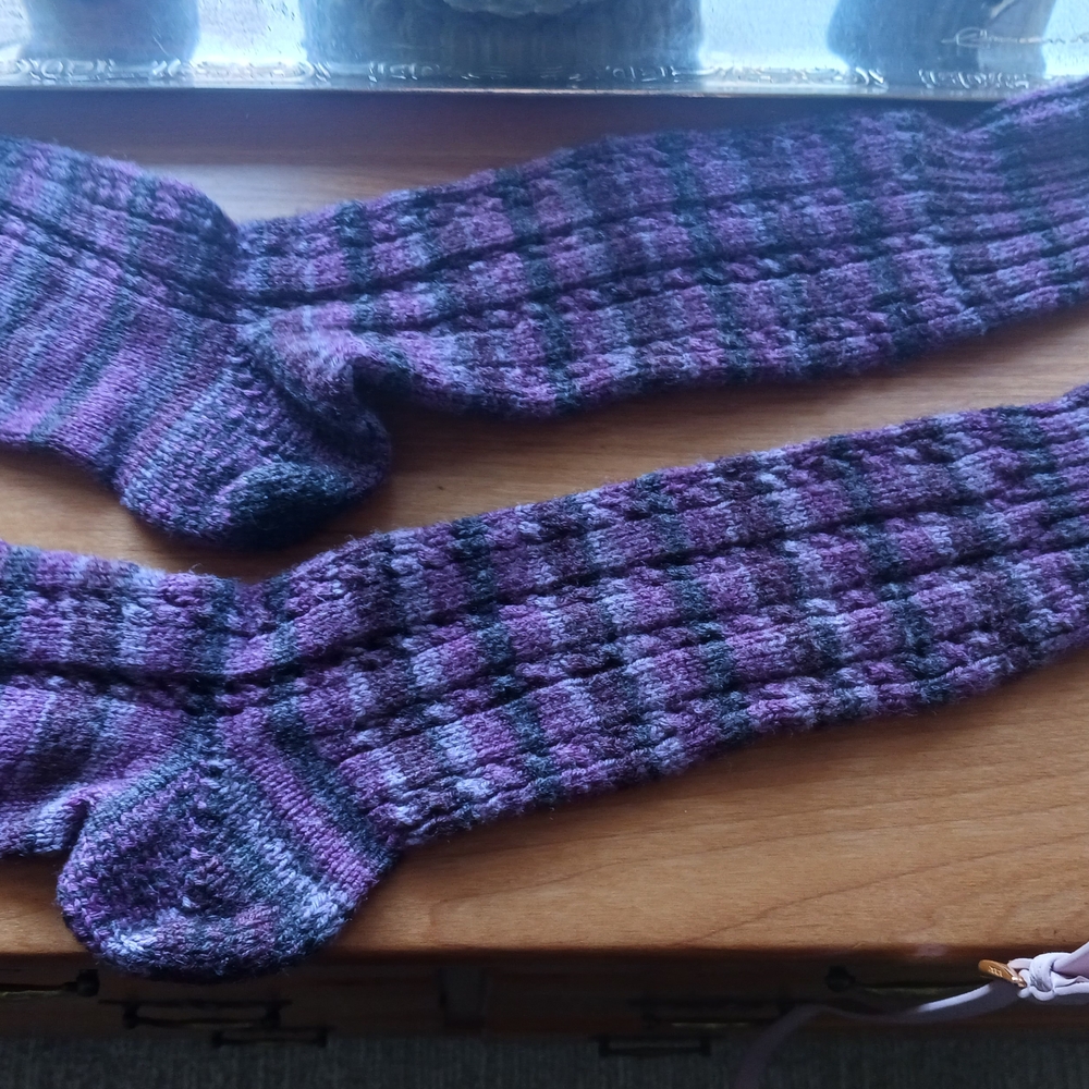 Purple and Black Patterned Women's Socks